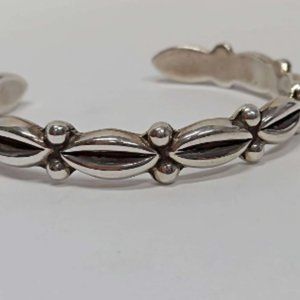Authentic Taxco Sterling Silver Cuff Bracelet with African Cauri Shells Design